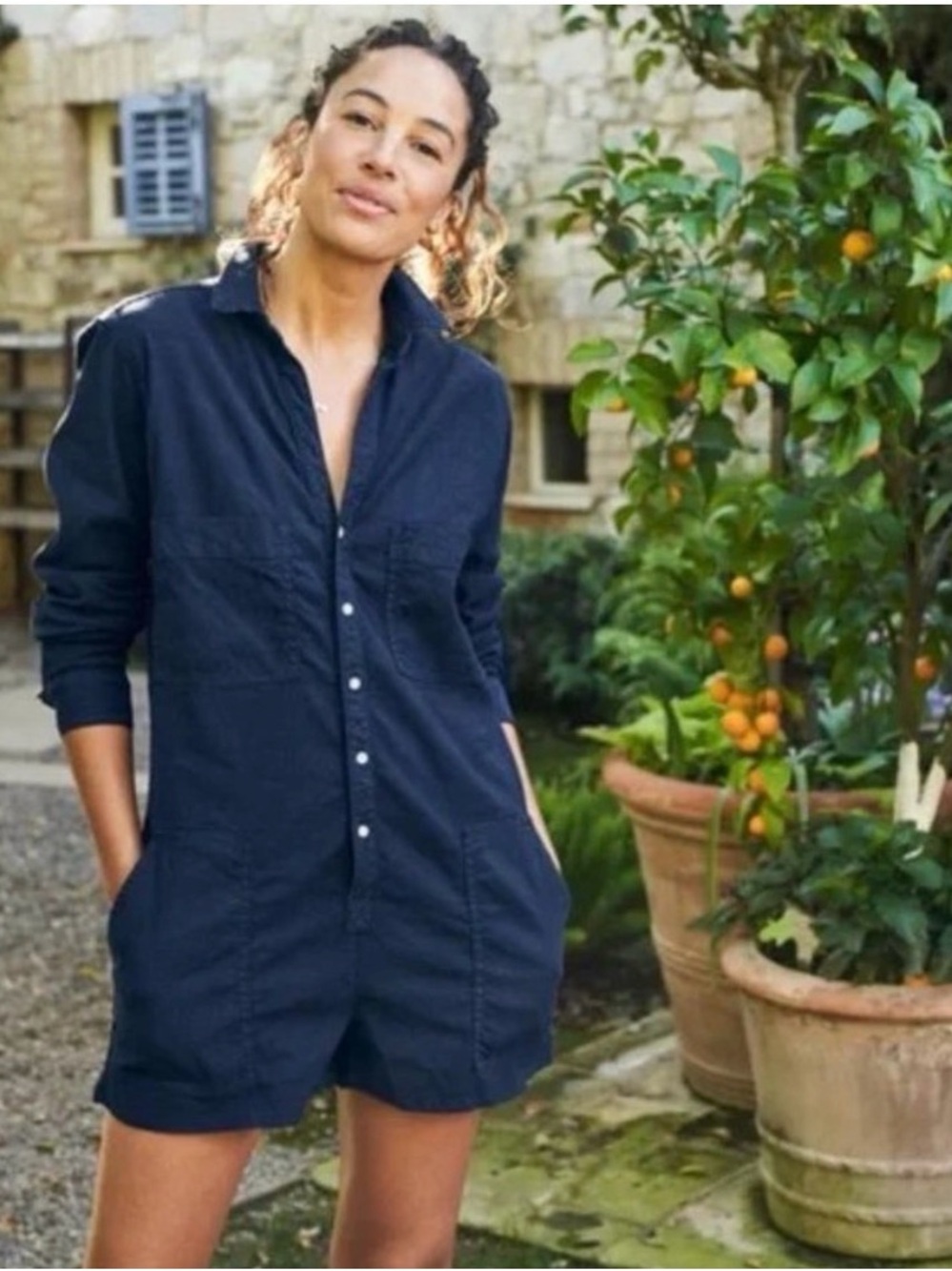Frank & Eileen Ireland Utility Playsuit Romper Navy XS New
